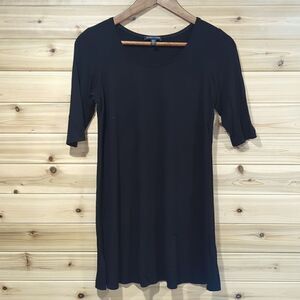 Eileen Fisher Womens Top Small Black Short Sleeve Tunic Basic